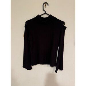 LNA Clothing Medium Black Cold Shoulder Ribbed Sweater Top